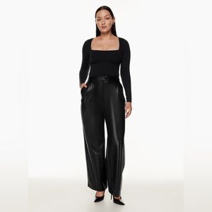 ARITZIA VEGAN LEATHER PLEATED PANT
